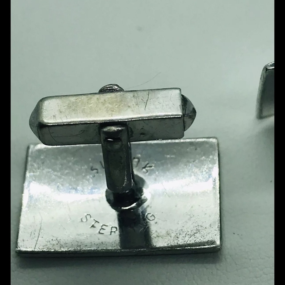 Vintage Sterling Silver Rectangular Shape Etched … - image 4